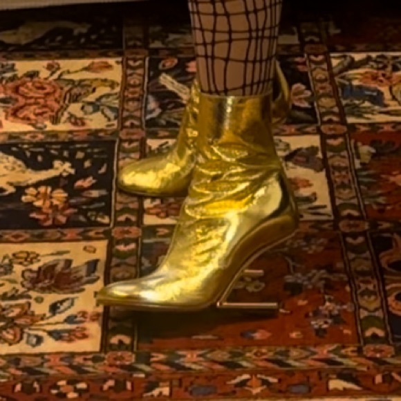 NWT Fendi First Gold nappa leather high-heel boots 37.5 - Picture 3 of 11